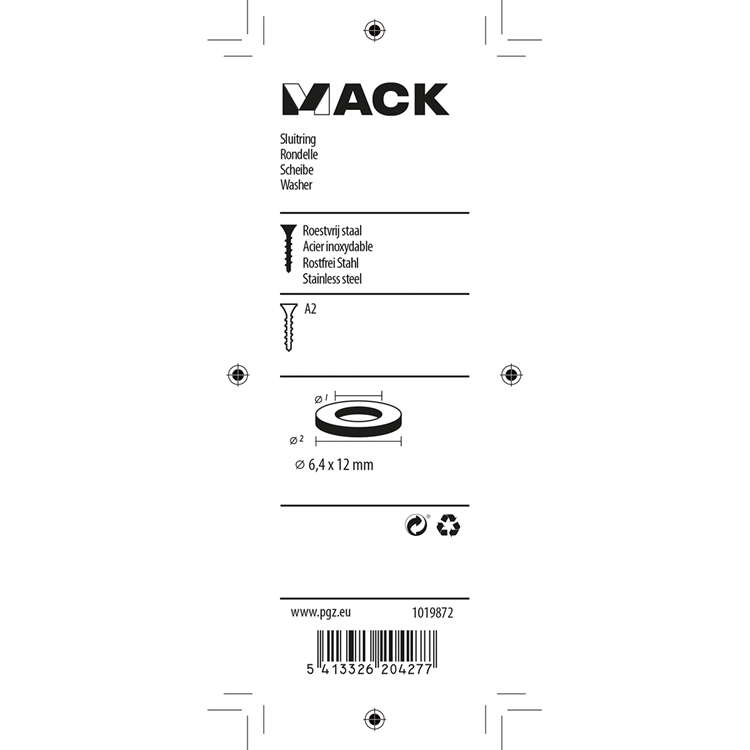 Afbeelding laden in galerijviewer, Mack 1019872 - sluitring inox a2 16 st m6 | 10 stuks
