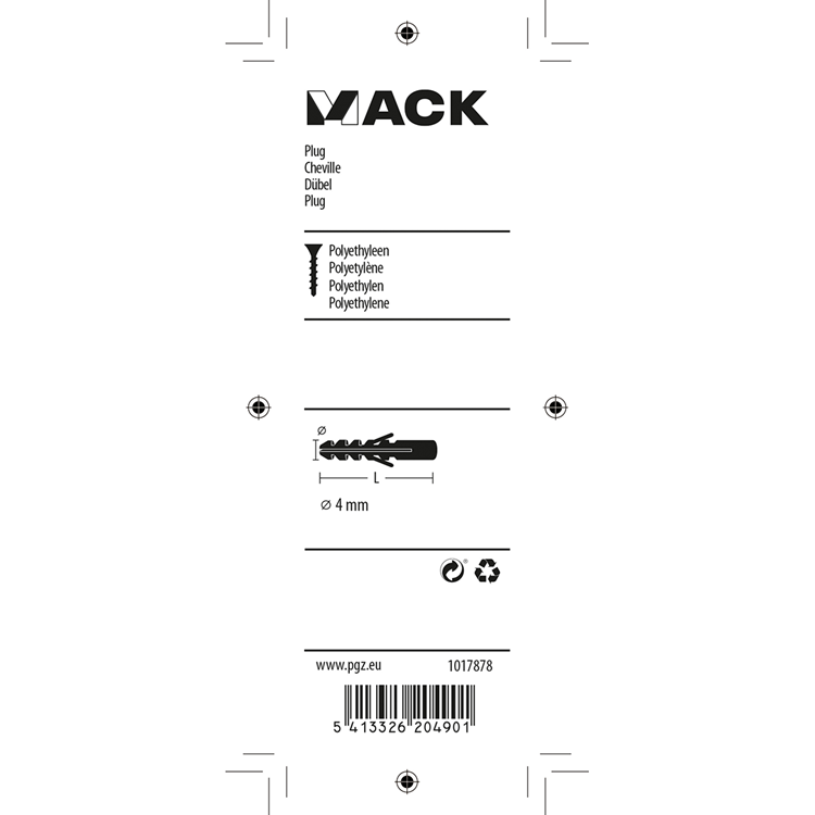 Afbeelding laden in galerijviewer, Mack 1017878 - plug polyethyleen 50 st 4 mm | 10 stuks
