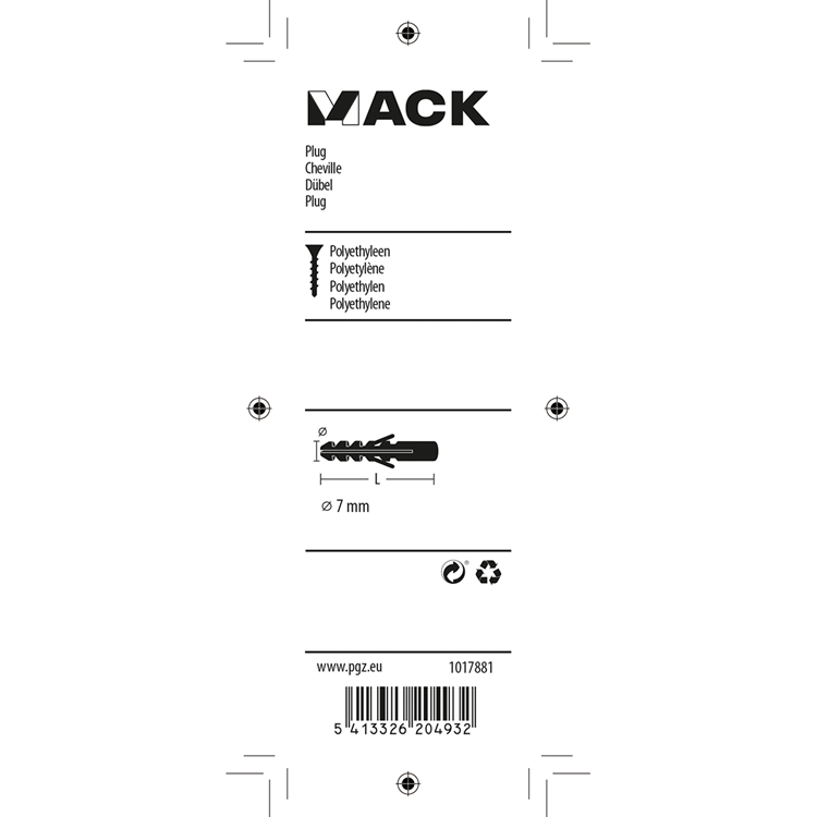 Afbeelding laden in galerijviewer, Mack 1017881 - plug polyethyleen 20 st 7 mm | 5 stuks
