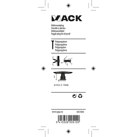 Mack 1017893 - hollewandplug nylon 4 st ta | 10 stuks