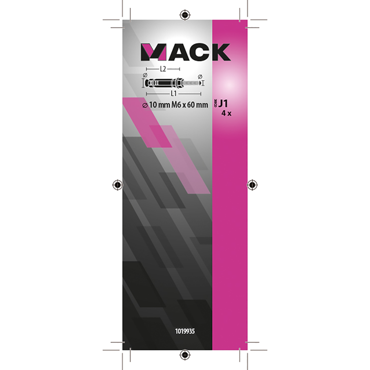 Afbeelding laden in galerijviewer, Mack 1019935 - keilbout met draadst. verzinkt 4 st m6 x 60 mm | 5 stuks
