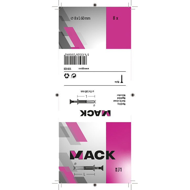 Afbeelding laden in galerijviewer, Mack 1019928 - nylon nagelplug polyamide 8 st 8 x 60 mm | 5 stuks

