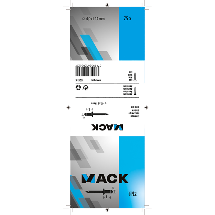 Afbeelding laden in galerijviewer, Mack 1020316 - 75 blindnieten alu 4,0x14mm | 5 stuks
