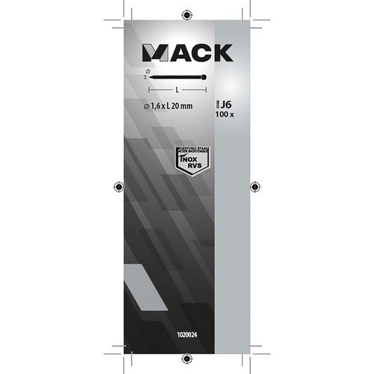 Mack 1020024 - nagel ronde kop inox a2 100 st 1,6 x 20 mm | 5 stuks