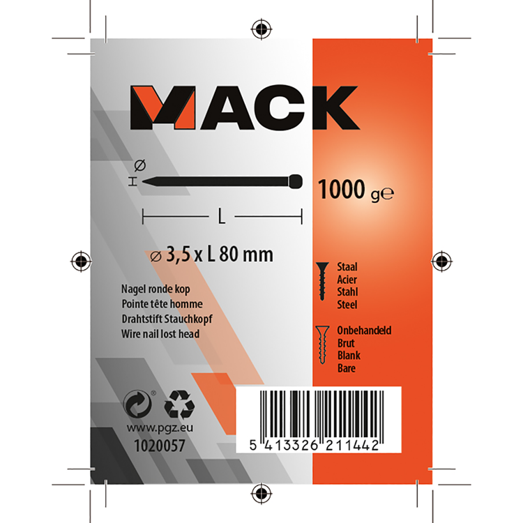 Afbeelding laden in galerijviewer, Mack 1020057 - nagel ronde kop 1000 gr 3,5 x 80 mm | 10 stuks
