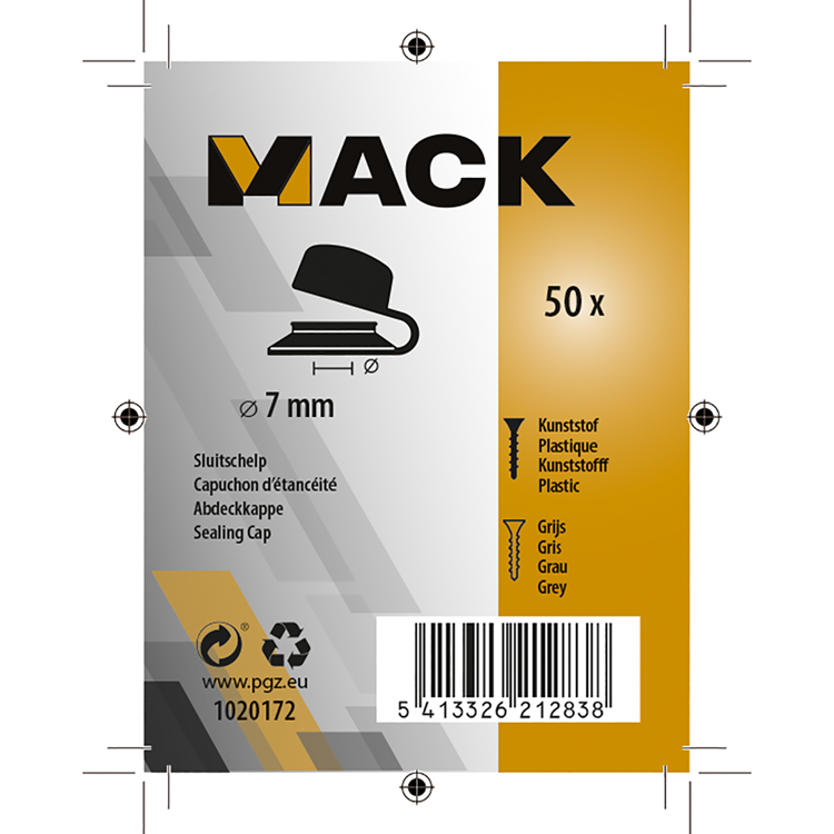 Afbeelding laden in galerijviewer, Mack 1020172 - sluitschelp grijs 50 st. 7mm | 5 stuks
