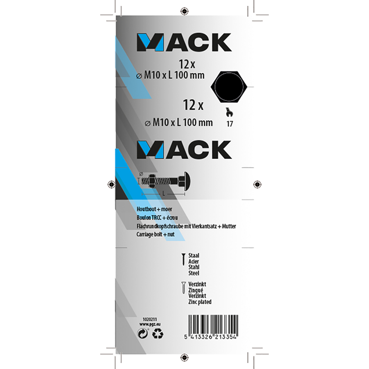 Afbeelding laden in galerijviewer, Mack 1020211 - houtbout + moer verzinkt 12 stm10 x 100 mm | 5 stuks
