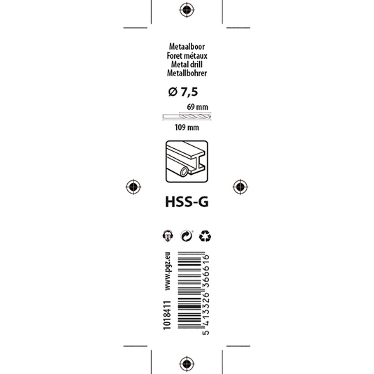Mack 1018411 - metaalboor hss g din 338 ø 7,5 x 109 mm | 5 stuks