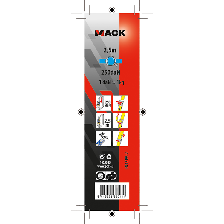 Afbeelding laden in galerijviewer, Mack 1023383 - lint polyester, met gesp, 25mm-2.5m max250kg | 12 stuks
