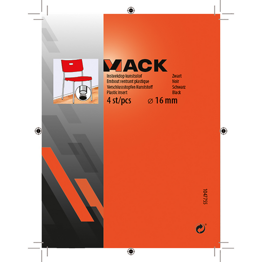 Mack 1047755 - insteekdop kunstsstof zwart ø 16 mm 4 st pcs | 6 stuks