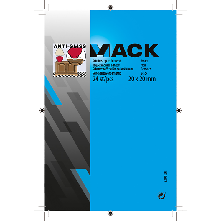 Afbeelding laden in galerijviewer, Mack 1047673 - schuimstrip zelfklevend zwart 20 x 20 mm 24 st pcs | 6 stuks
