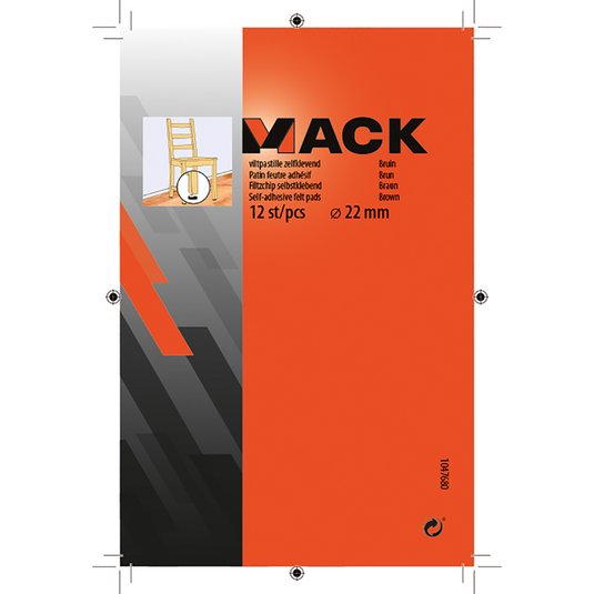 Mack 1047680 - viltpastille zelfklevend bruin ø 22 mm 12 st pcs | 12 stuks