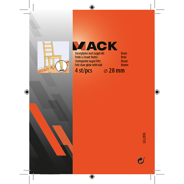 Afbeelding laden in galerijviewer, Mack 1047731 - stoelglijder met nagel vilt bruin ø 28 mm 4 st pcs | 6 stuks
