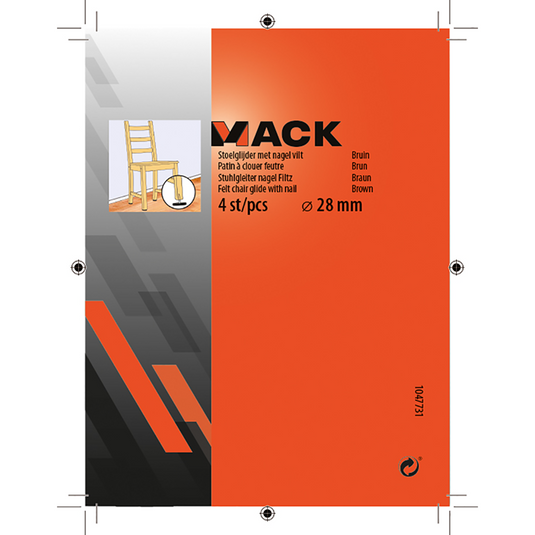 Mack 1047731 - stoelglijder met nagel vilt bruin ø 28 mm 4 st pcs | 6 stuks