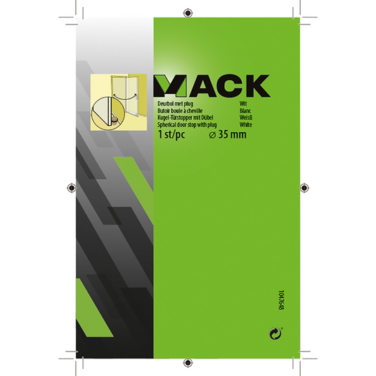 Mack 1047648 - deurbol met plug wit ø 35 mm 1 st pc | 6 stuks