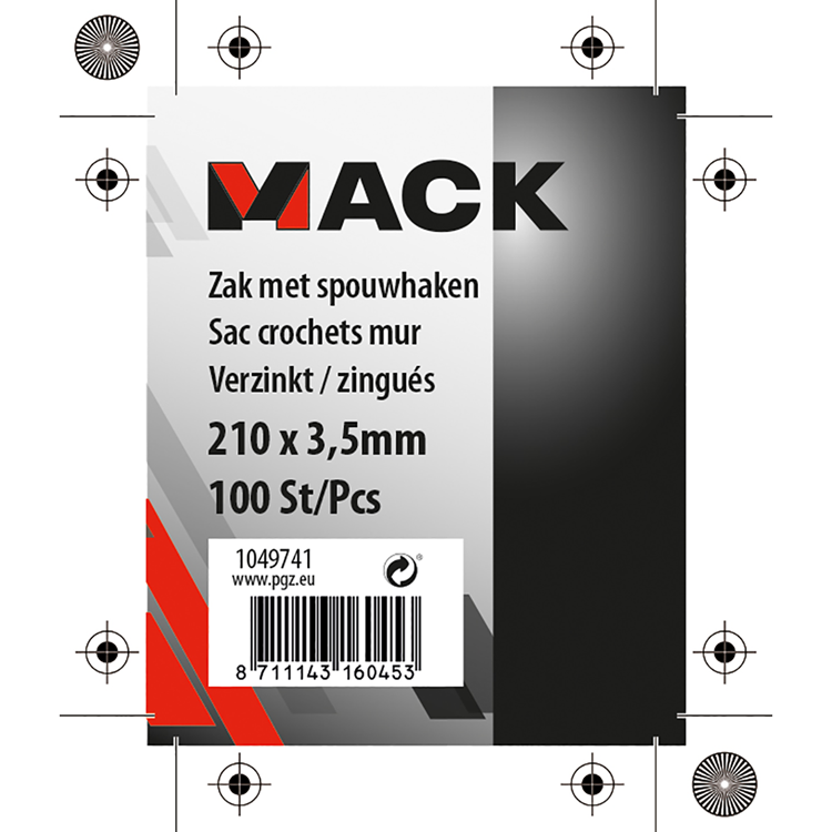 Afbeelding laden in galerijviewer, Mack 1049741 - zak met 100st spouwhaken verzinkt 210 x 3,5 | 5 stuks
