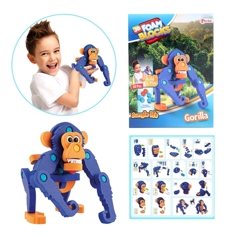 Afbeelding laden in galerijviewer, Toi-toys knutselpuzzel aap junior 25,8 cm blauw 59-delig
