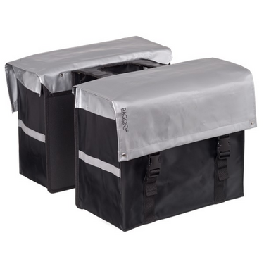 Bagoo dubbele fietstas bisonyl zilver zwart inhoud 58l