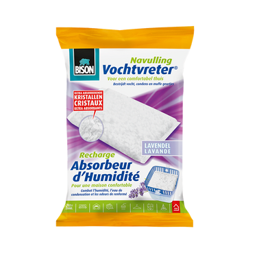 Bison vochtvreter® navulzak lavendel 450 g, lavendelgeur, geschikt voor vochtvreter®, bestrijd hoge luchtvochtigheid, geen batterij nodig, ook geschikt voor caravans en campers