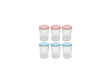 Deti weckglas weckpot jampot met geruit schroefdeksel 440 ml pak a 6 stuks