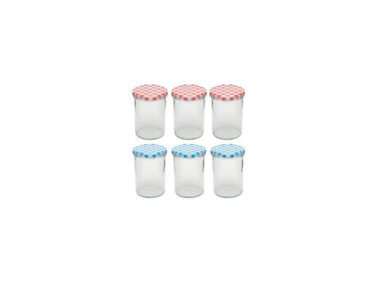 Deti weckglas weckpot jampot met geruit schroefdeksel 440 ml pak a 6 stuks