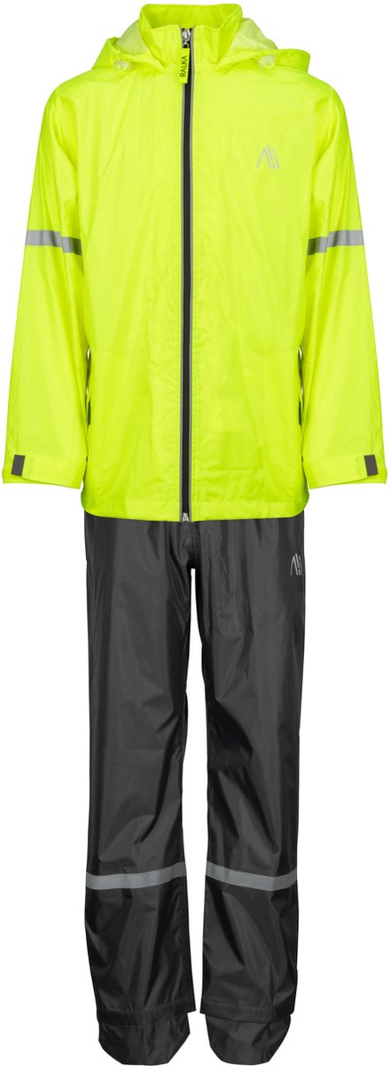Ralka regenpak waterdicht ademend - kind - reflectie - fluorgeel - maat 152
