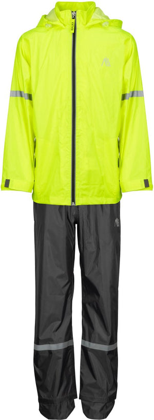 Ralka regenpak waterdicht ademend - kind - reflectie - fluorgeel - maat 164