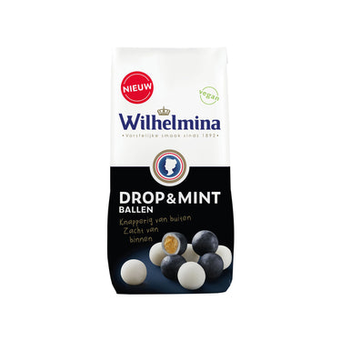 Wilhelmina drop mint ballen vegan zak (10x200gr)