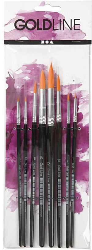 Creativ company gold line acryl penselen rond set 8 stuks