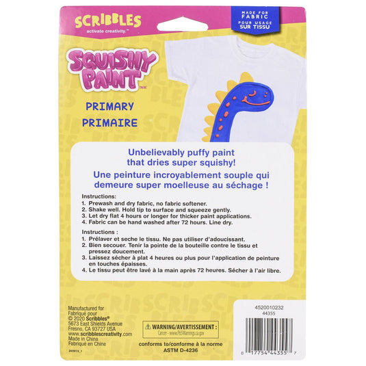 Scribbles • squishy 3d textielverf 81,3ml rood geel blauw 3stuks