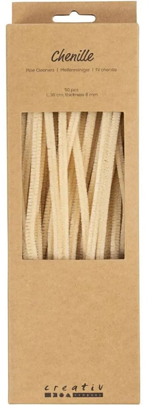 Creativ company chenilledraad knutselmateriaal beige 6mm x 30cm 50 stuks.