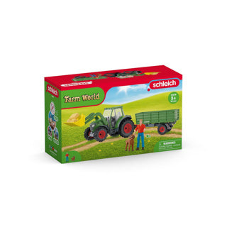 Afbeelding laden in galerijviewer, Schleich farm world tractor met aanhanger 42608
