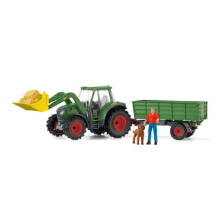 Afbeelding laden in galerijviewer, Schleich farm world tractor met aanhanger 42608
