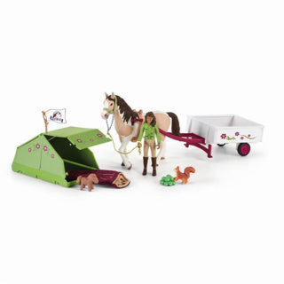 Schleich horse club speelfigurenset - sarah's kampeeruitstapje - kinderspeelgoed voor jongens en meisjes - 5 tot 12 jaar - 12 onderdelen - 42533