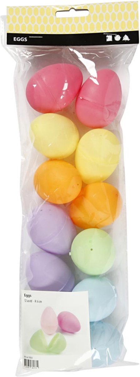 Afbeelding laden in galerijviewer, Creativ company plastic eieren gekleurd, 12st. 6cm
