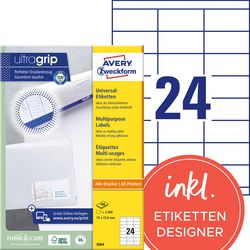 Universele etiketten avery 3664 70x33,8mm wit