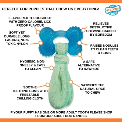 Afbeelding laden in galerijviewer, Nylabone puppy freezer bone with wash cloth pindakaassmaak
