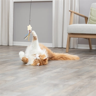 Afbeelding laden in galerijviewer, Trixie kattenhengel ster kunststof pluche met catnip
