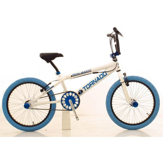Royal bmx fiets -bugatti tornado freestyle 20 inch - wit met blauwe banden