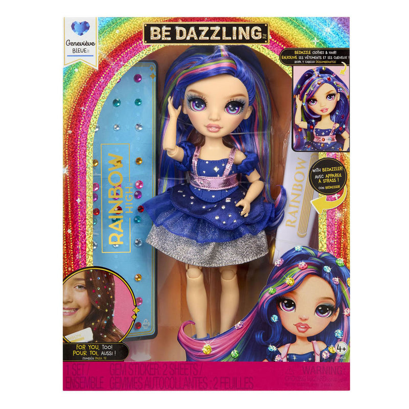 Afbeelding laden in galerijviewer, Rainbow high be dazzling-modepoppen - genevieve bleue (blauw) met bedazzle-tool en glinsterende strass-steentjes
