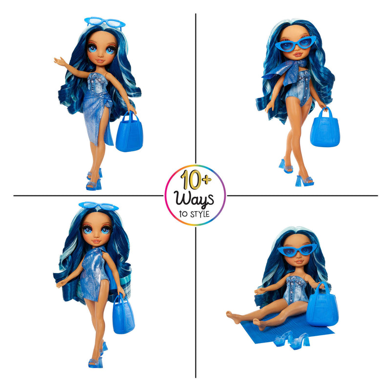 Afbeelding laden in galerijviewer, Rainbow high swim style-modepop - 28 cm - skyler (blauw)

