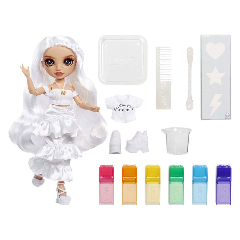 Afbeelding laden in galerijviewer, Rainbow high watercolor create-modepop - bruine ogen
