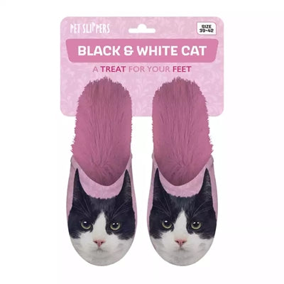 Afbeelding laden in galerijviewer, Pantoffel zwart witte kat roze
