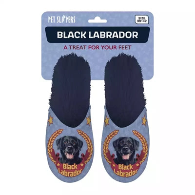 Afbeelding laden in galerijviewer, Pantoffel black labrador donkerblauw
