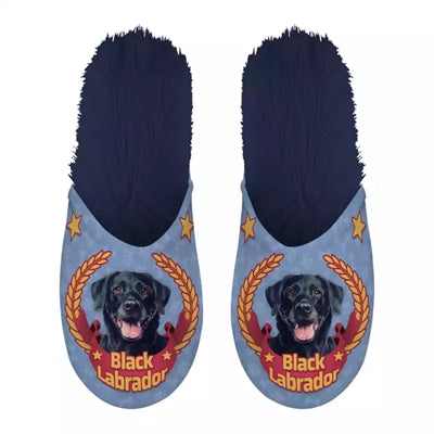 Afbeelding laden in galerijviewer, Pantoffel black labrador donkerblauw
