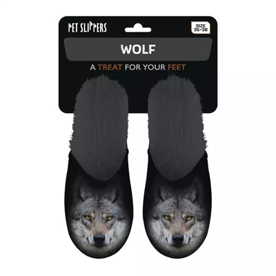 Afbeelding laden in galerijviewer, Pantoffel wolf zwart
