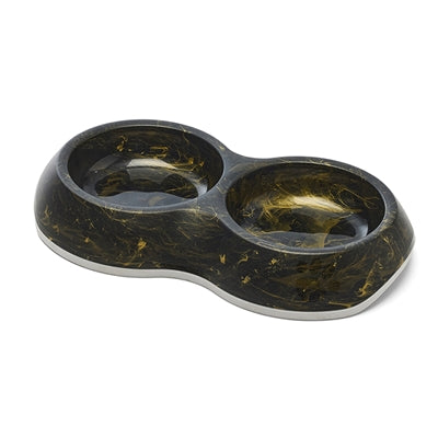 Afbeelding laden in galerijviewer, Savic voerbak delice dubbel marble zwart goud
