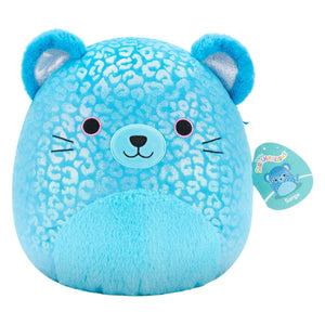 Squishmallows knuffel pluche - blauwe jaguar, 30cm