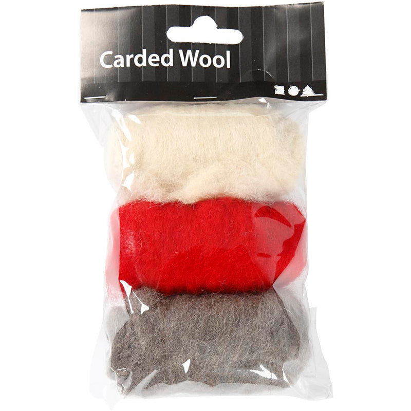 Afbeelding laden in galerijviewer, Creativ company gekaarde wol | rood-grijs-wit | 3 x 10 gram
