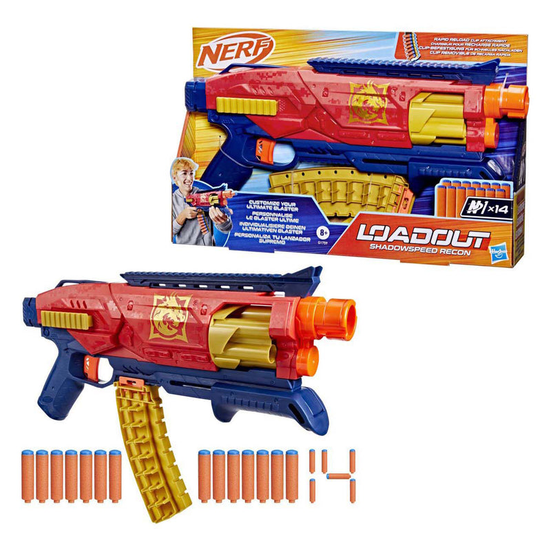 Afbeelding laden in galerijviewer, Nerf loadout shadowspeed recon blaster met 14 n1-darts
